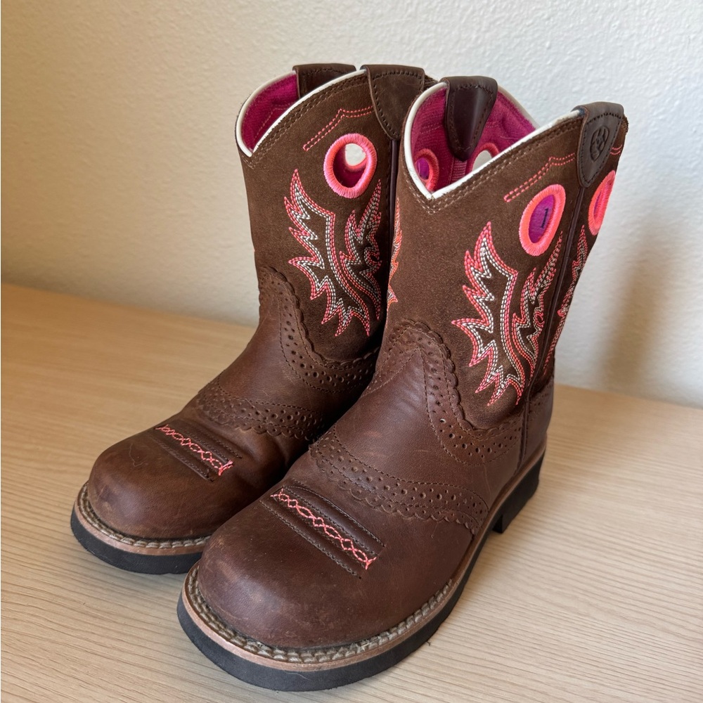 Ariat Fatbaby Brown and Pink Western Boots